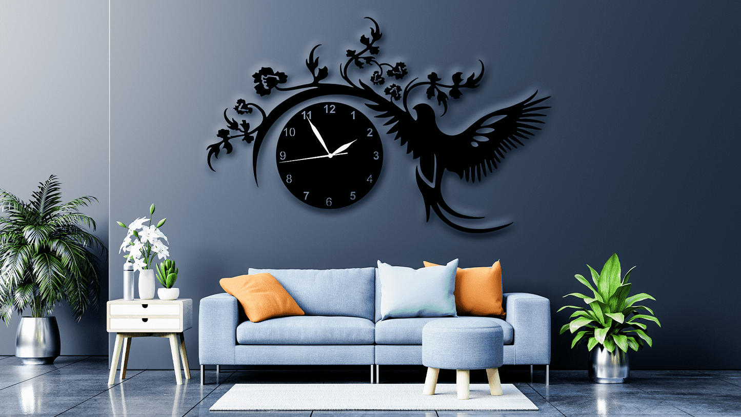 Wooden 3D Bird Wall Clock for Home,