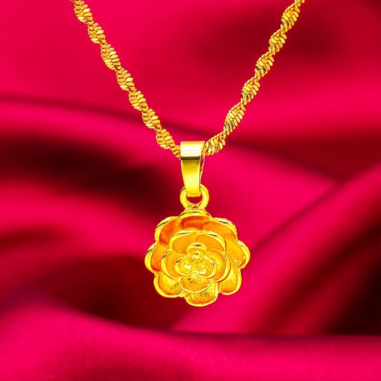 Youbo24k Women's Fashion 24k Suit Flower Necklace Eardrops Stud Earring