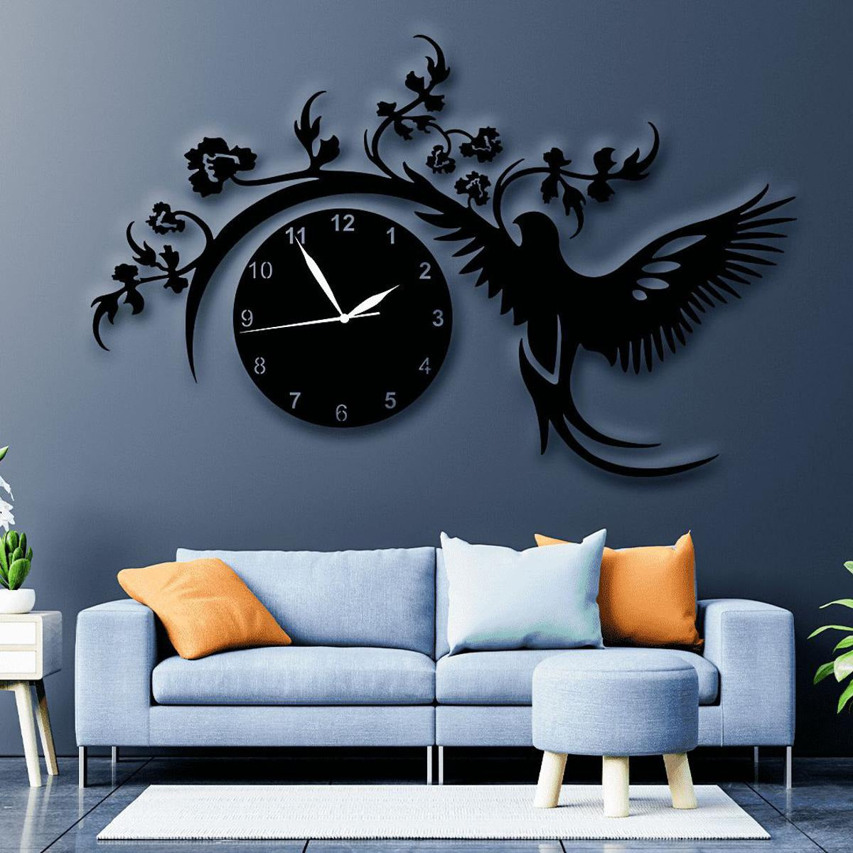 Wooden 3D Bird Wall Clock for Home,