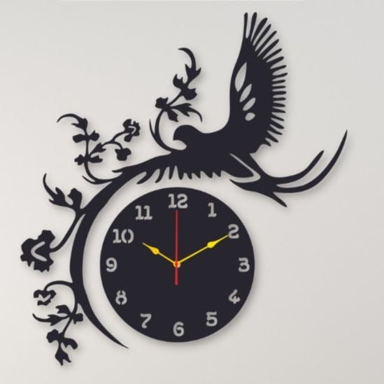 Wooden 3D Bird Wall Clock for Home,